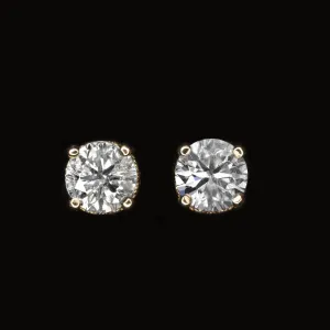 0.79c VERY GOOD CUT NATURAL DIAMOND STUD EARRINGS ROUND CUT VINTAGE STYLE GOLD