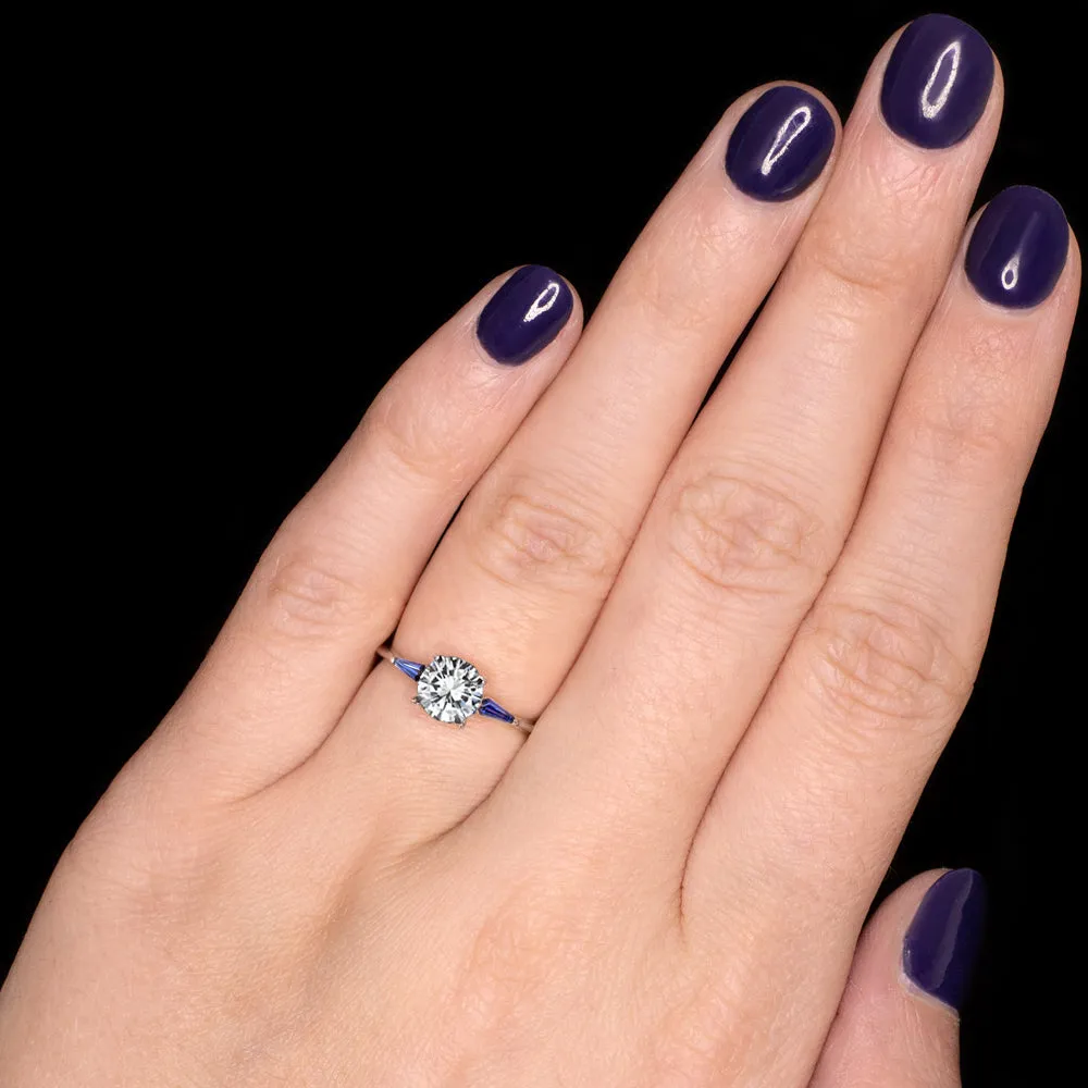 1 CARAT GIA CERTIFIED H VVS2 DIAMOND ENGAGEMENT RING ROUND CUT KITE SAPPHIRE