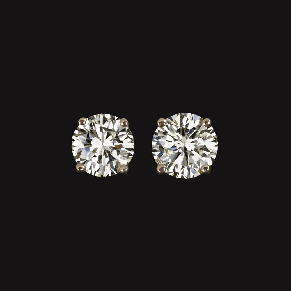 1.61ct NATURAL DIAMOND STUD EARRINGS I SI VERY GOOD CUT ROUND 14k YELLOW GOLD