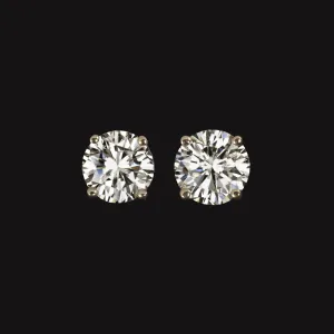 1.61ct NATURAL DIAMOND STUD EARRINGS I SI VERY GOOD CUT ROUND 14k YELLOW GOLD