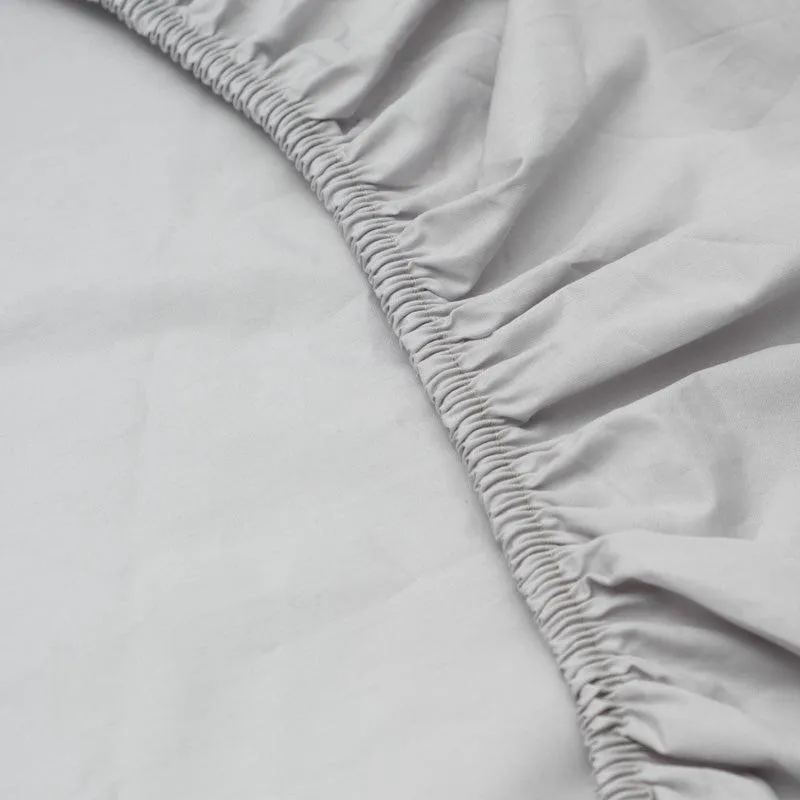 200 Thread Count 100% Cotton Percale Fitted Sheet - Light Grey