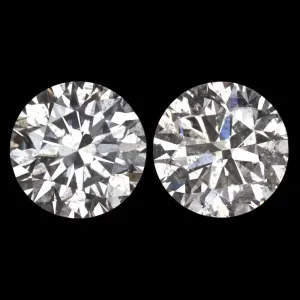 2.08ct VERY GOOD ROUND CUT DIAMOND STUD EARRING MATCHING PAIR NATURAL 2 CARAT