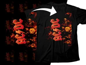 AC/DC Bold Rock With Intense Fiery Vibes Png Halftone Digital Download