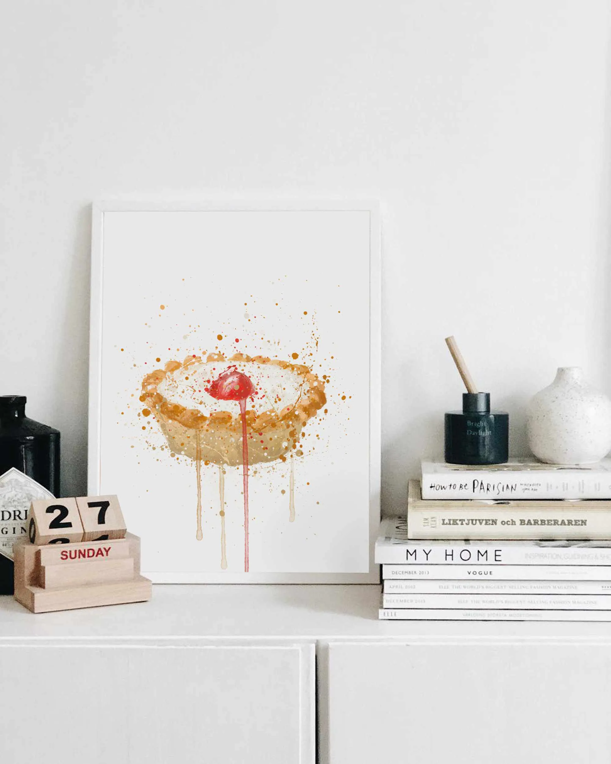 Cake Wall Art Print 'Cherry Bakewell'