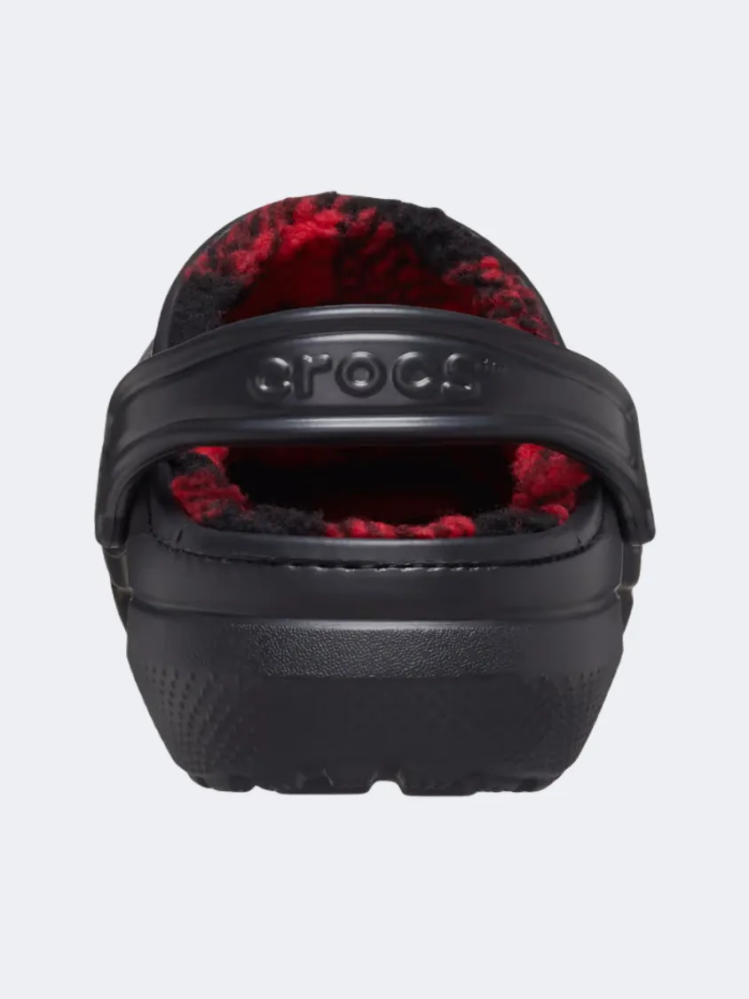 Crocs Classic Lined Buff Check Clog Unisex Lifestyle Slippers Black