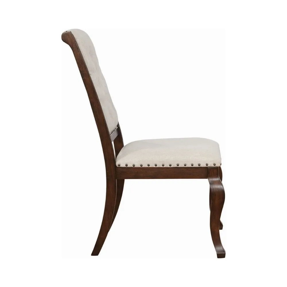 Doe 22 Inch Dining Chair, Set of 2, Soft Cream Fabric, Deep Button Tufting By Casagear Home