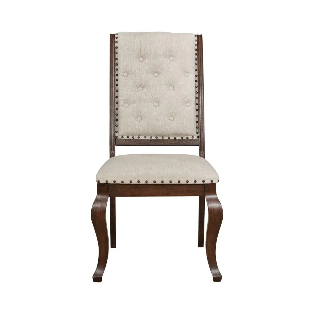 Doe 22 Inch Dining Chair, Set of 2, Soft Cream Fabric, Deep Button Tufting By Casagear Home