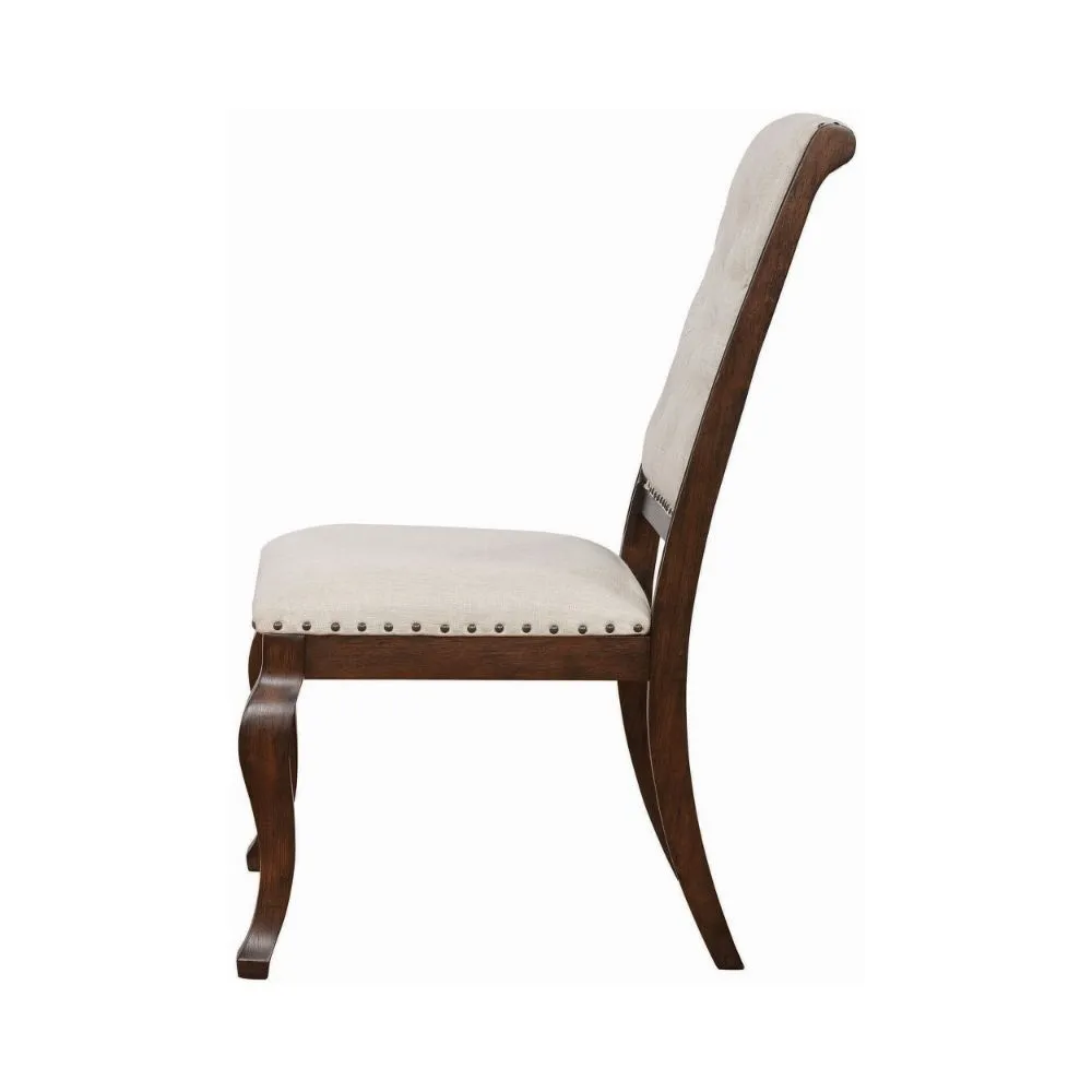 Doe 22 Inch Dining Chair, Set of 2, Soft Cream Fabric, Deep Button Tufting By Casagear Home