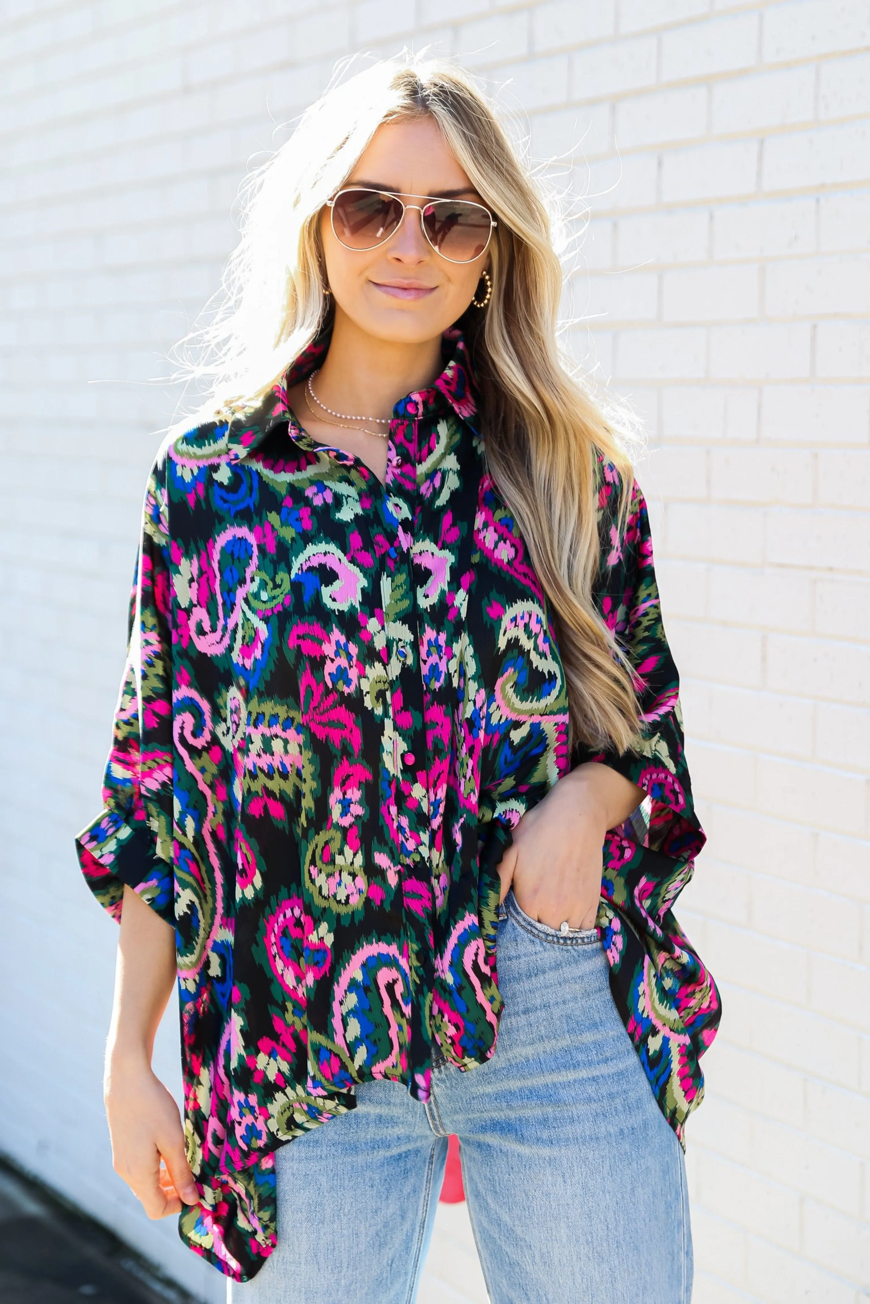 FINAL SALE - Artistically Chic Black Oversized Blouse