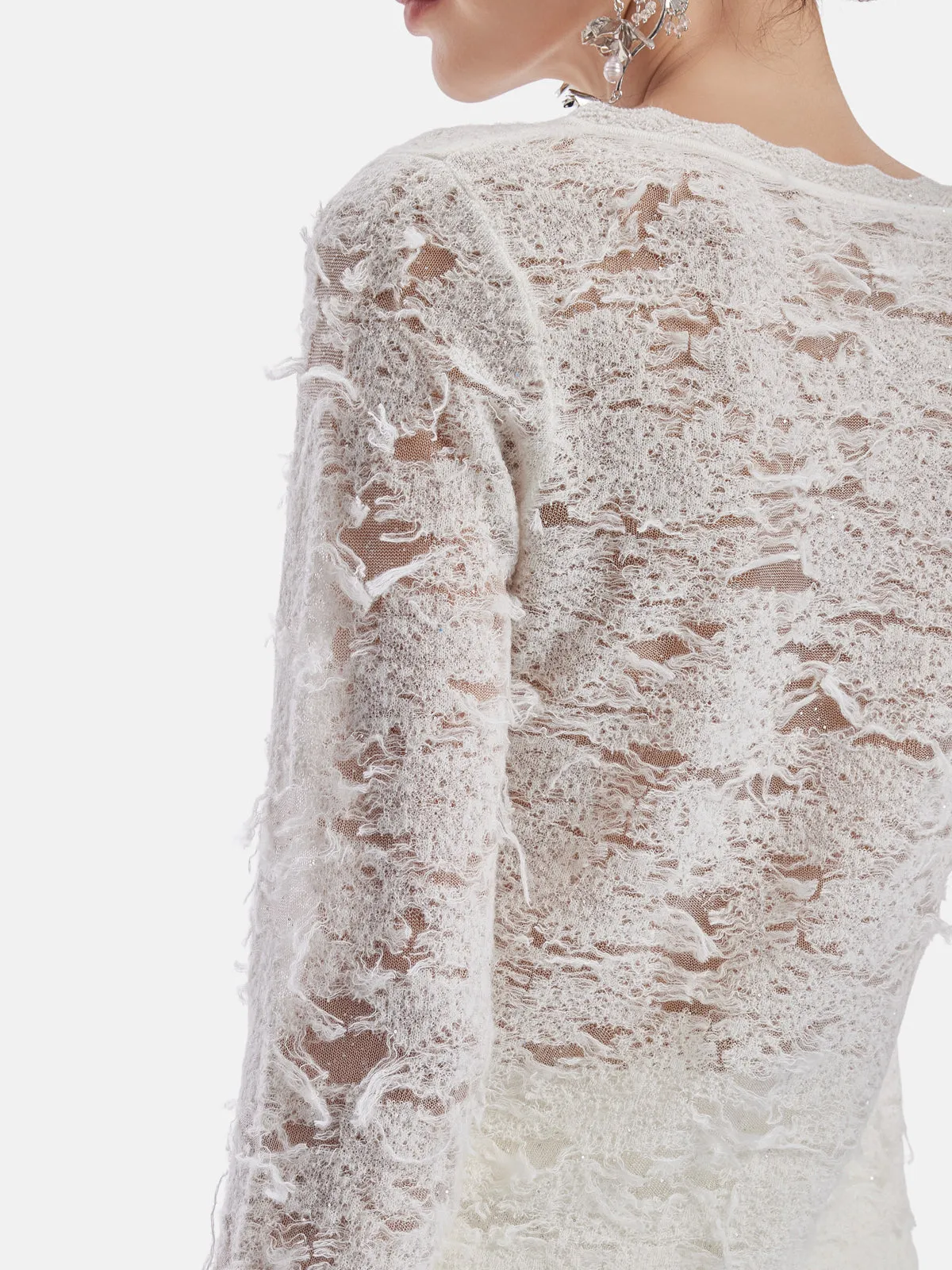 French 3D Embossed Jacquard Knit Top