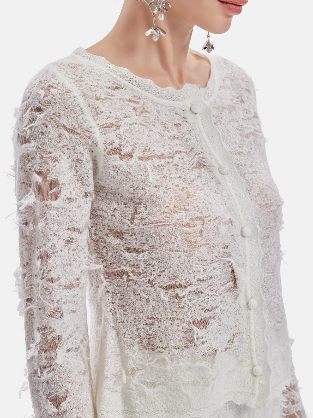 French 3D Embossed Jacquard Knit Top