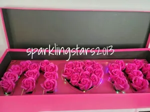 Fuschia Mom Box with Flowers and Lights