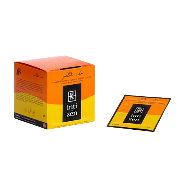 Inti Zen Golden Chai - Indian Black Tea Turmeric Ginger & Cinnamon (box of 15 tea bags)