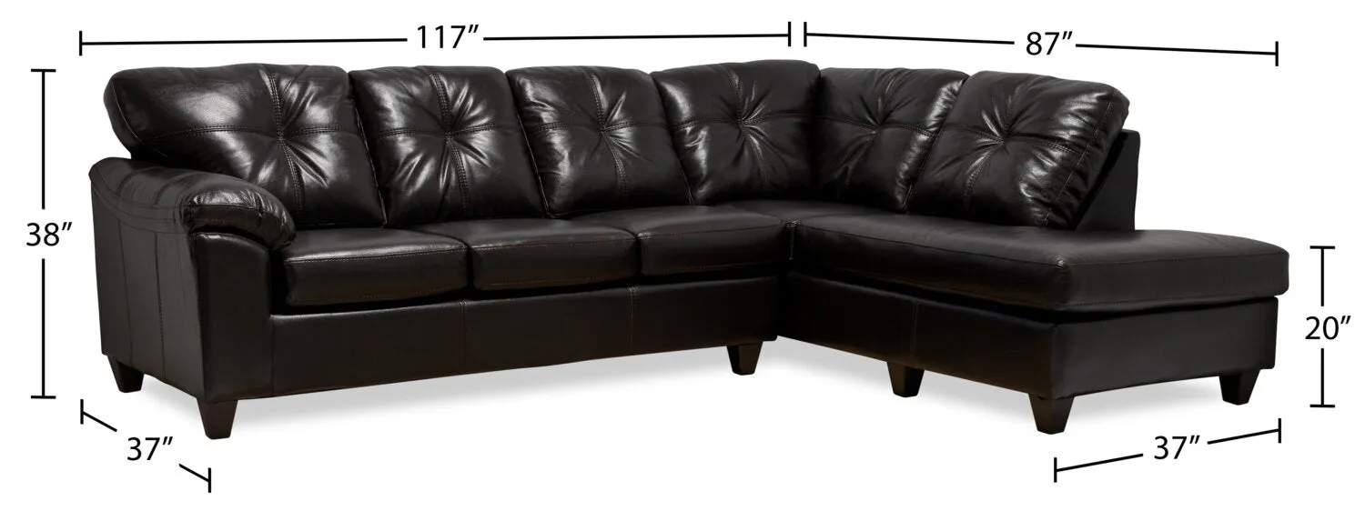 Irene 2-Piece Leath-Aire Right-Facing Sectional - Blackberry