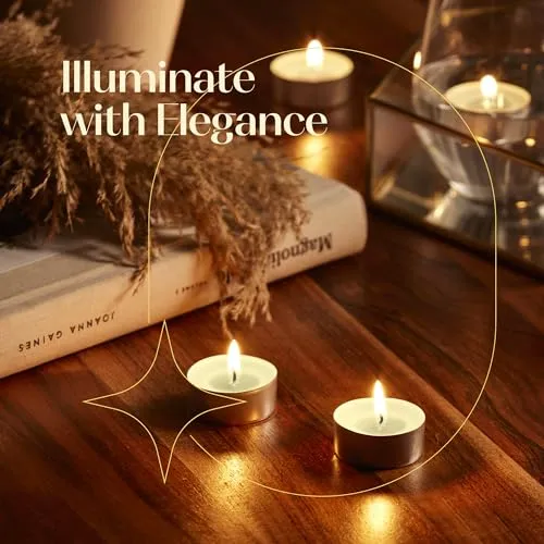 Ivory Scented Tealight Candles - Pack of 30 Scented Tea Light Candles with Long Lasting Aromas - Vanilla Fragranced Ivory Tealight Candles - 4 Hour Burn Time