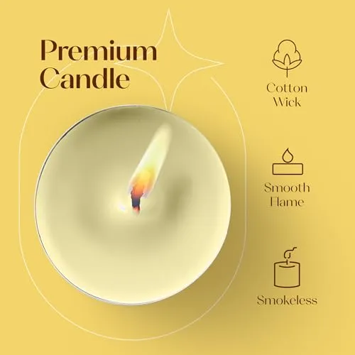 Ivory Scented Tealight Candles - Pack of 30 Scented Tea Light Candles with Long Lasting Aromas - Vanilla Fragranced Ivory Tealight Candles - 4 Hour Burn Time
