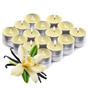 Ivory Scented Tealight Candles - Pack of 30 Scented Tea Light Candles with Long Lasting Aromas - Vanilla Fragranced Ivory Tealight Candles - 4 Hour Burn Time
