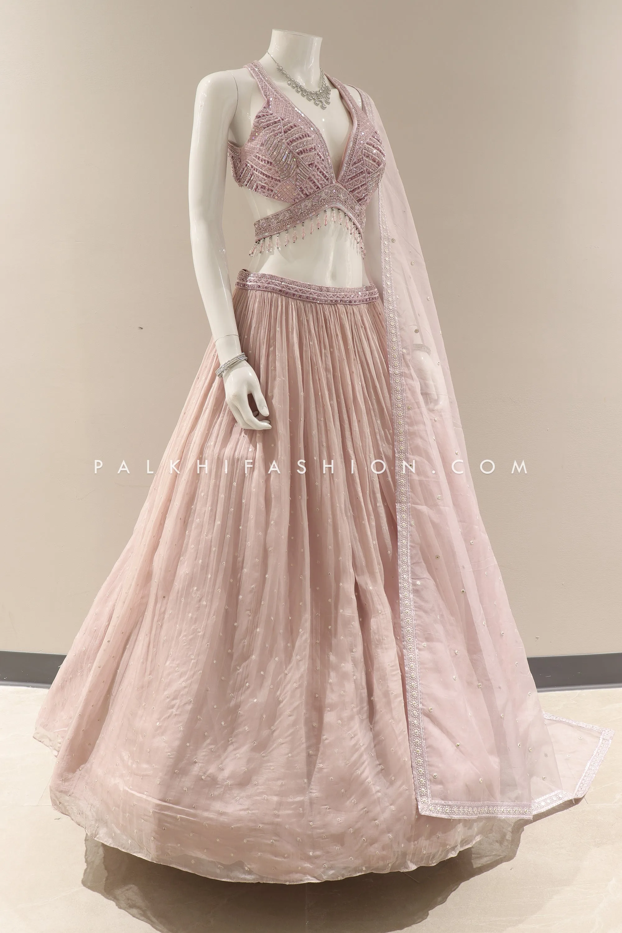 Luxurious Blush Mauve Designer Lehenga Choli