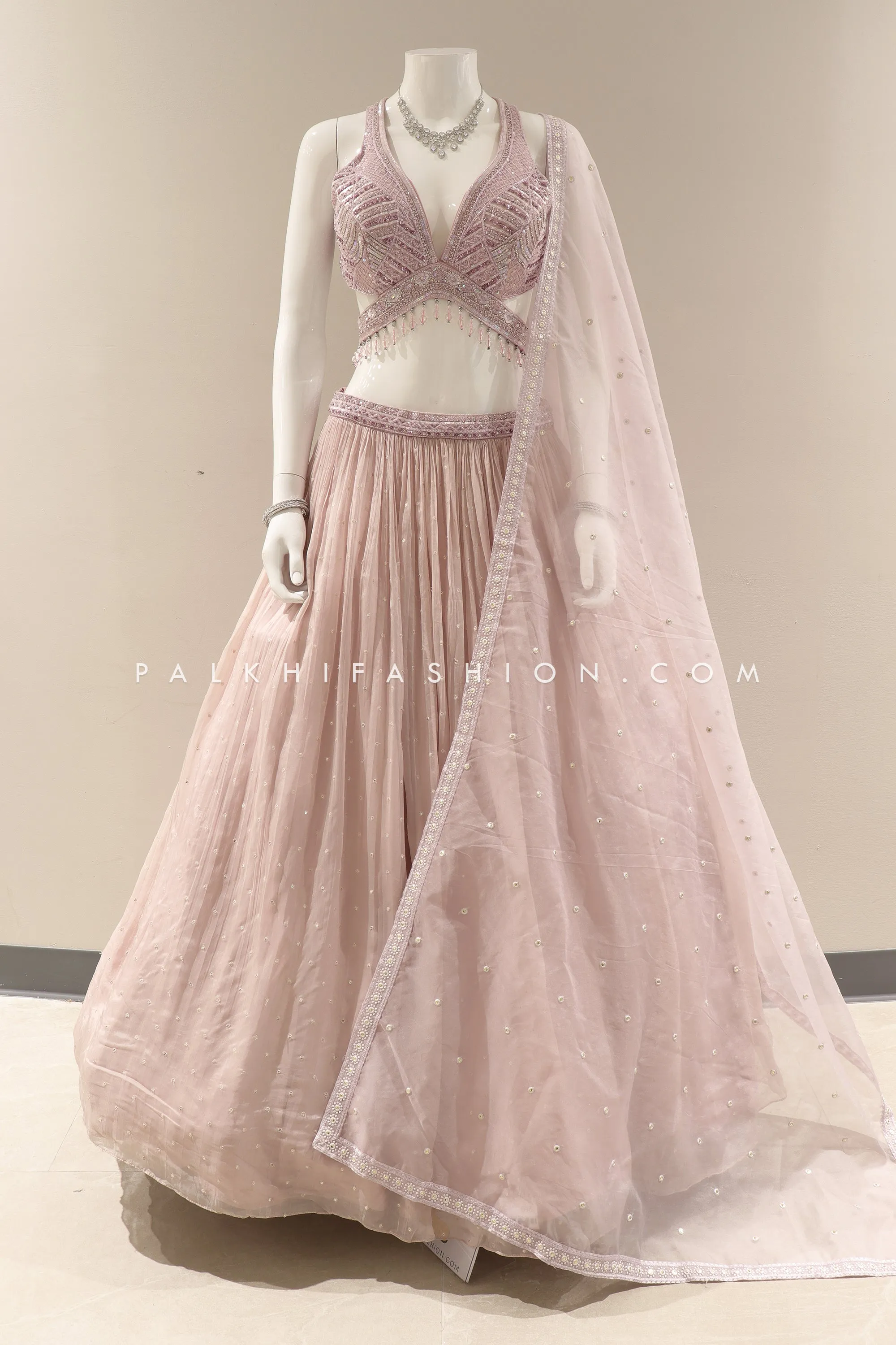 Luxurious Blush Mauve Designer Lehenga Choli