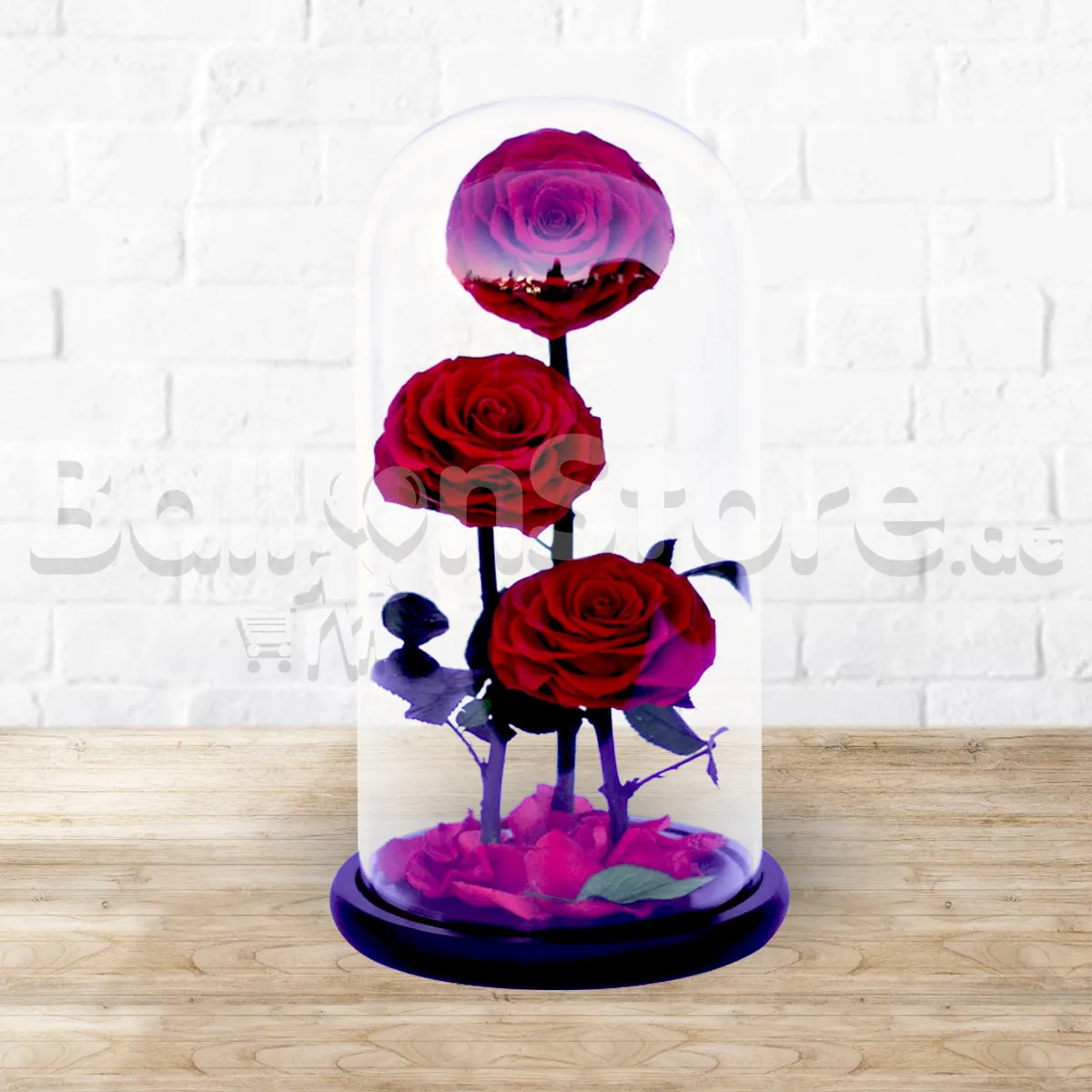 Majestic Love Red Infinity Rose - Long Lasting Forever Rose - 3stem