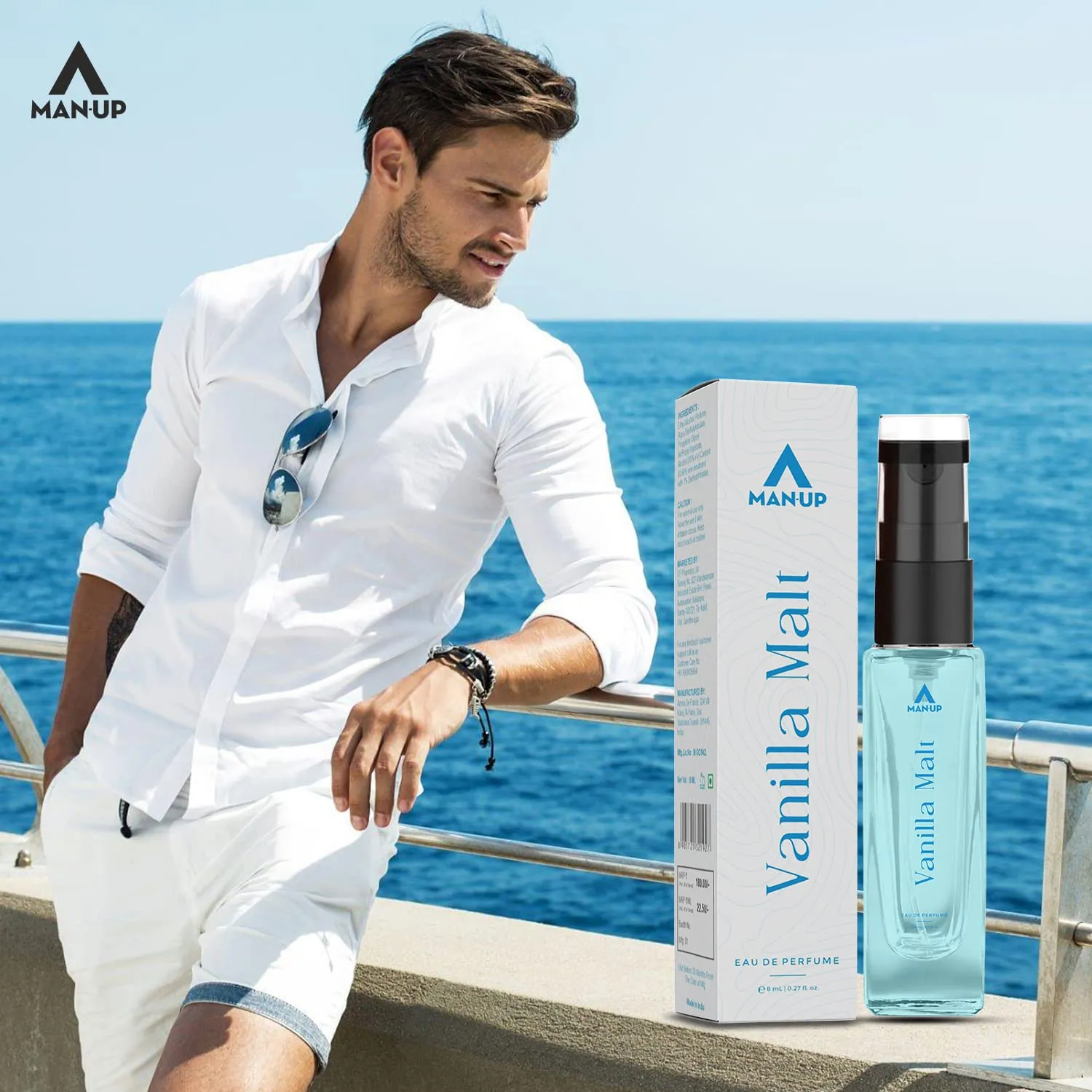 Man-Up Vanilla Malt Perfume For Men | Eau De Perfume | Premium Long Lasting Fresh, Refreshing & Energising Fragrance Perfume | Celebrating Every Special Occasion - 8ml (Pack of 100)