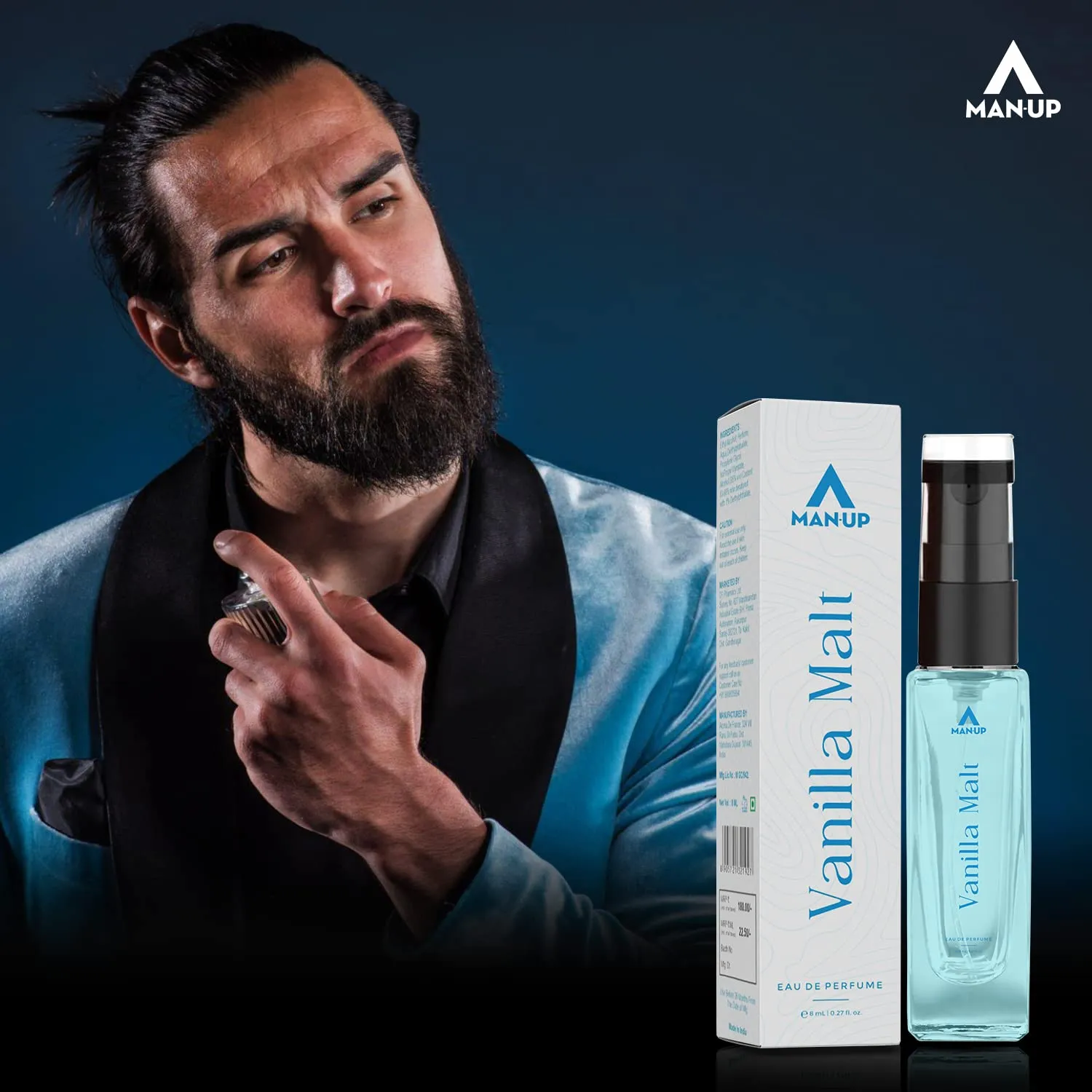 Man-Up Vanilla Malt Perfume For Men | Eau De Perfume | Premium Long Lasting Fresh, Refreshing & Energising Fragrance Perfume | Celebrating Every Special Occasion - 8ml (Pack of 100)