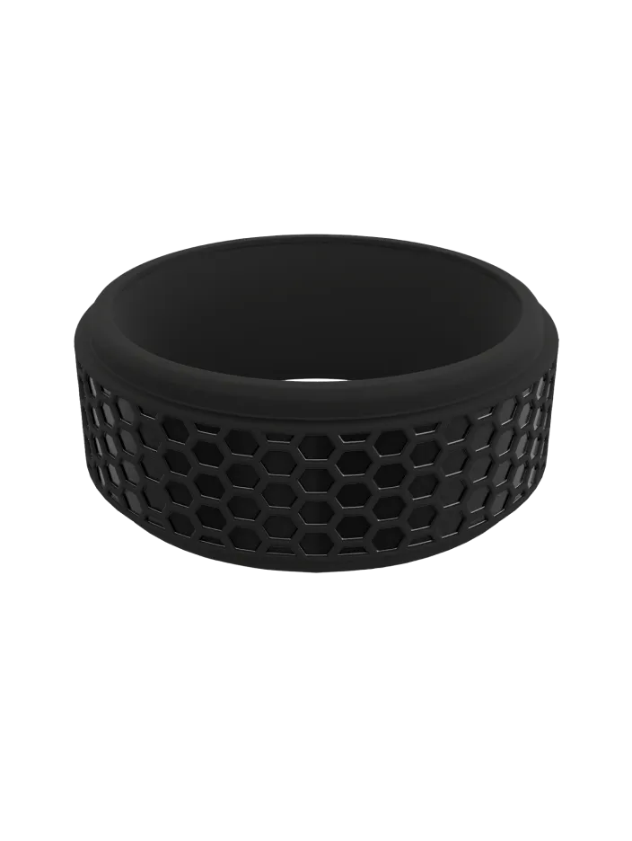 Men's Black Hex Silicone Ring