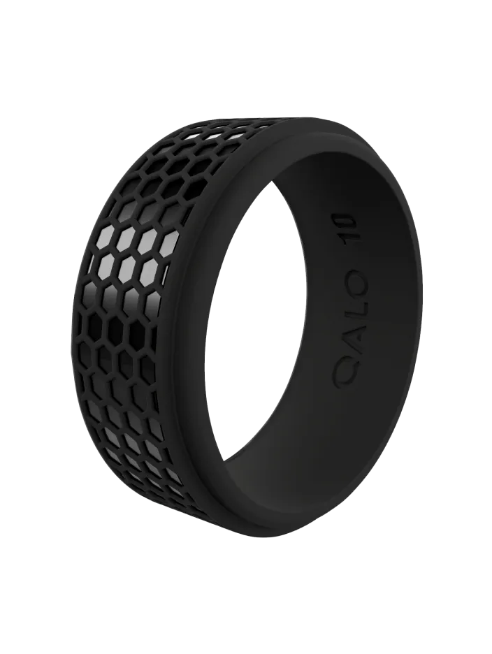 Men's Black Hex Silicone Ring