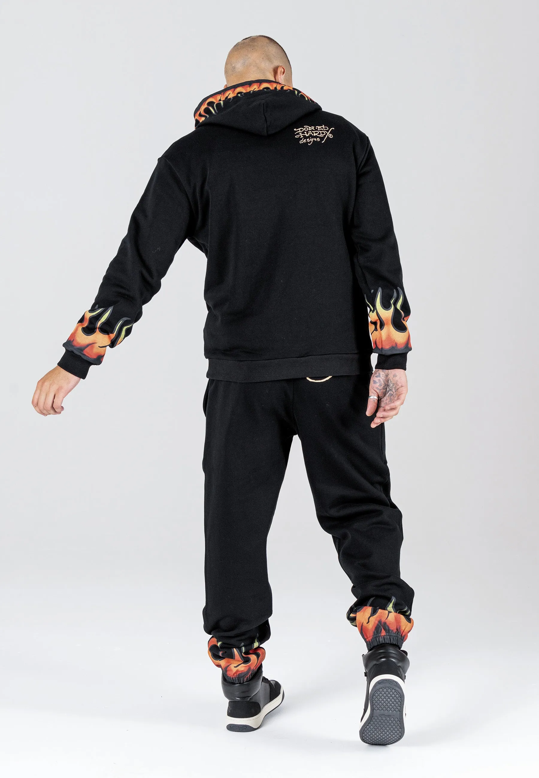Mens Lightning-Fire Graphic Hoodie - Black