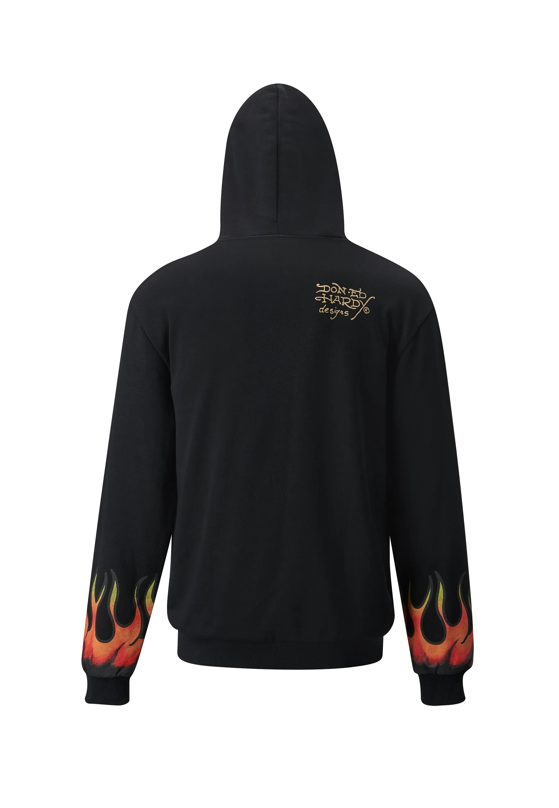 Mens Lightning-Fire Graphic Hoodie - Black