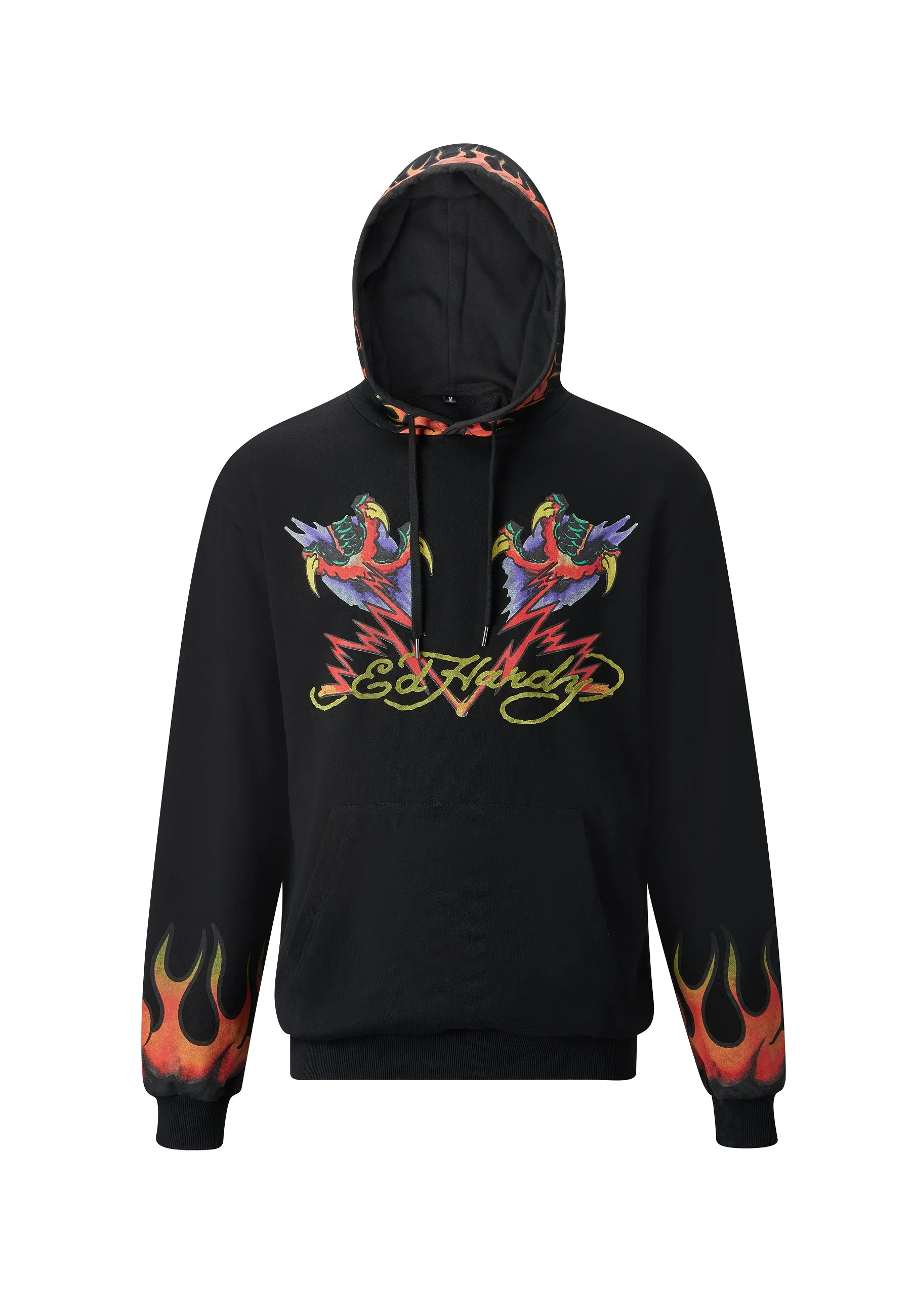 Mens Lightning-Fire Graphic Hoodie - Black