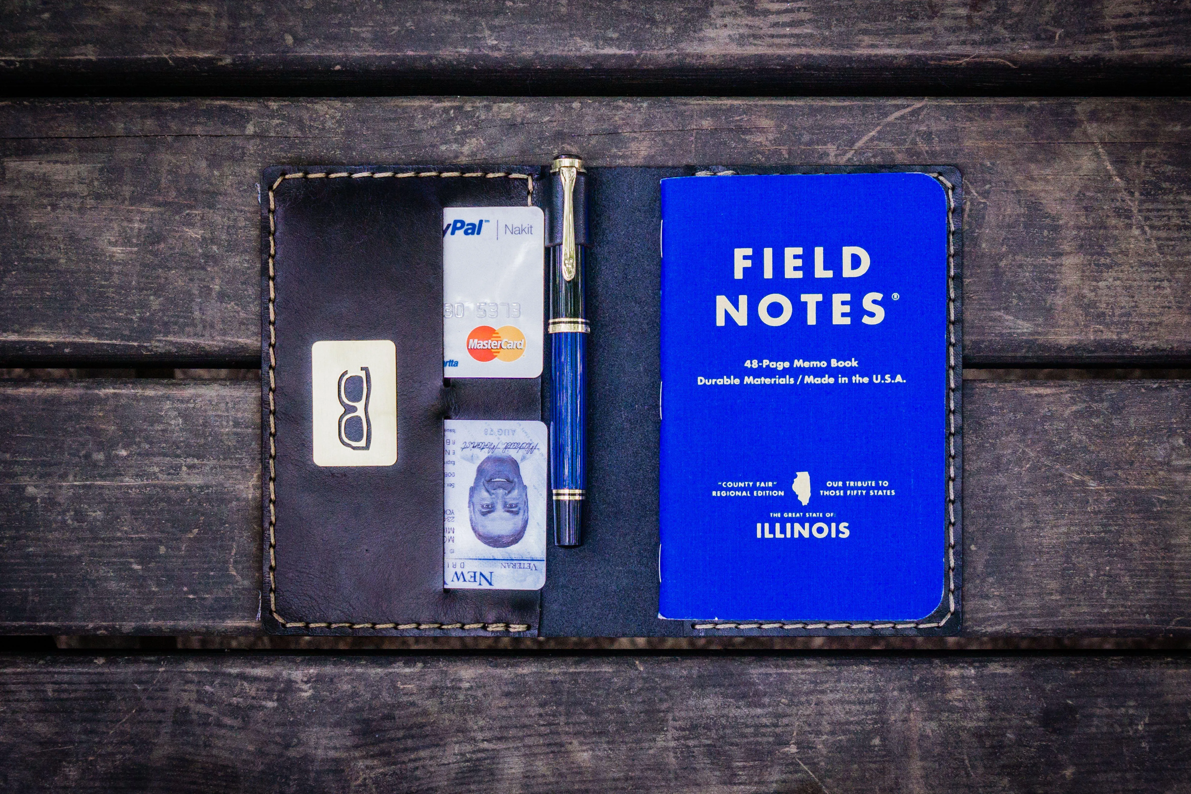 No.33 Personalized Leather Field Notes Cover - Black