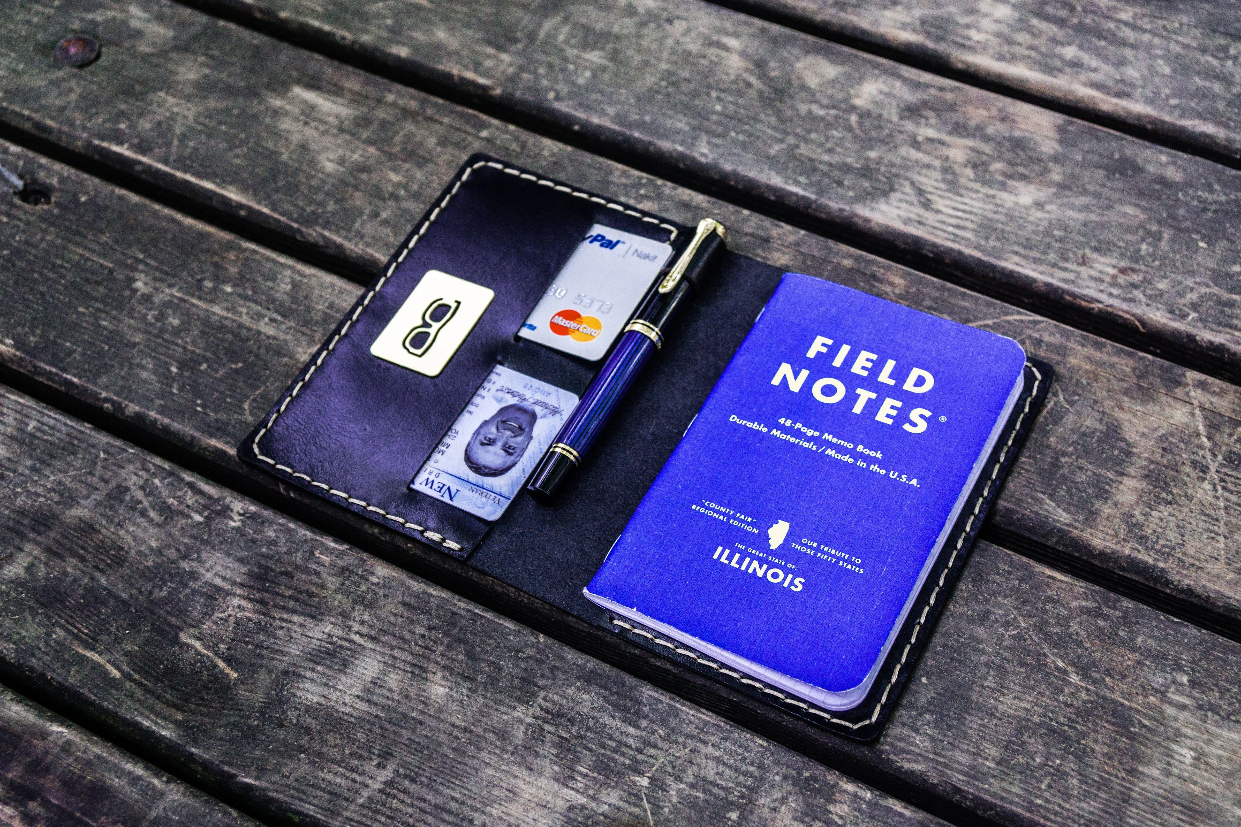 No.33 Personalized Leather Field Notes Cover - Black