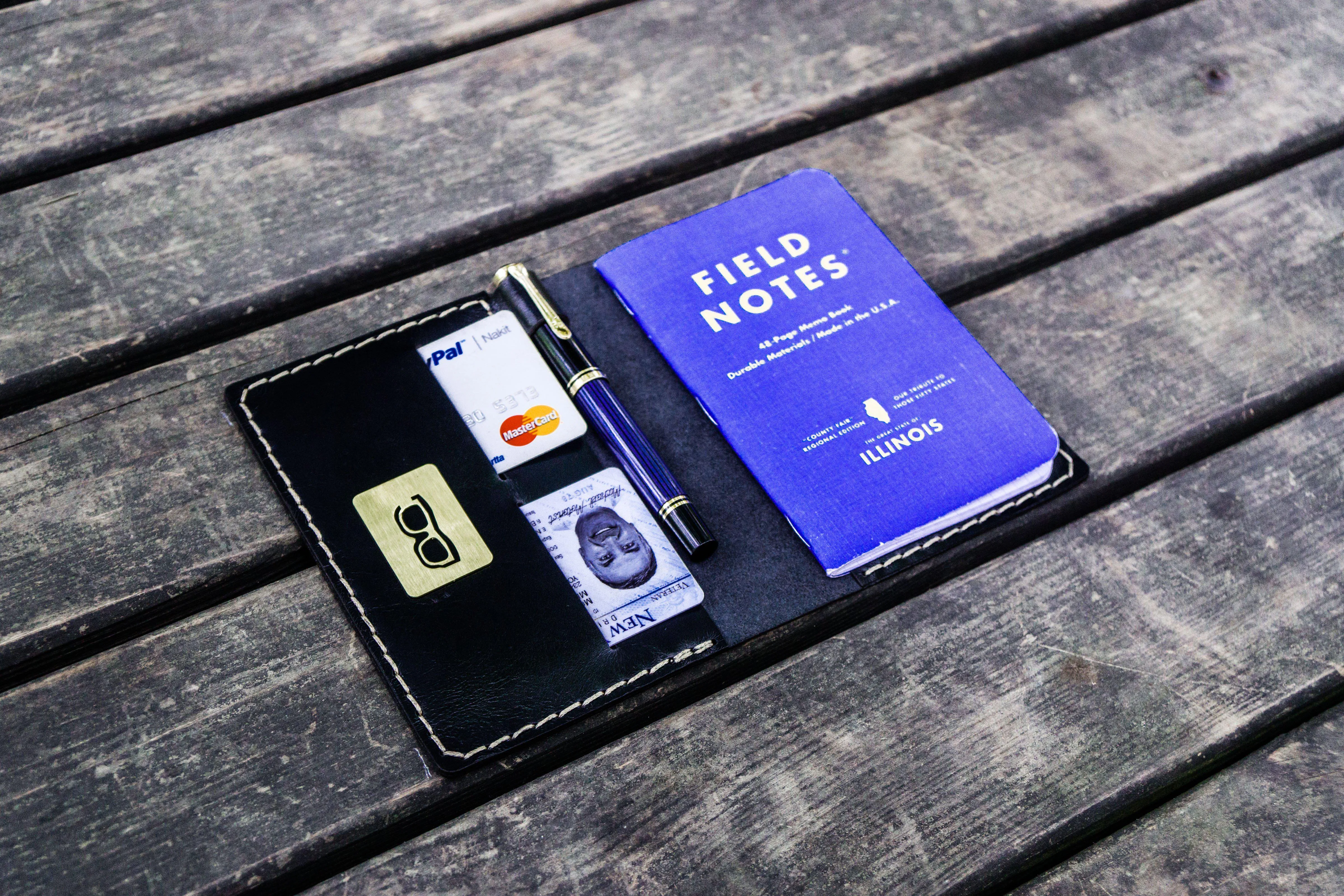 No.33 Personalized Leather Field Notes Cover - Black