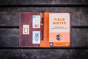No.33 Personalized Leather Field Notes Cover - Crazy Horse Orange