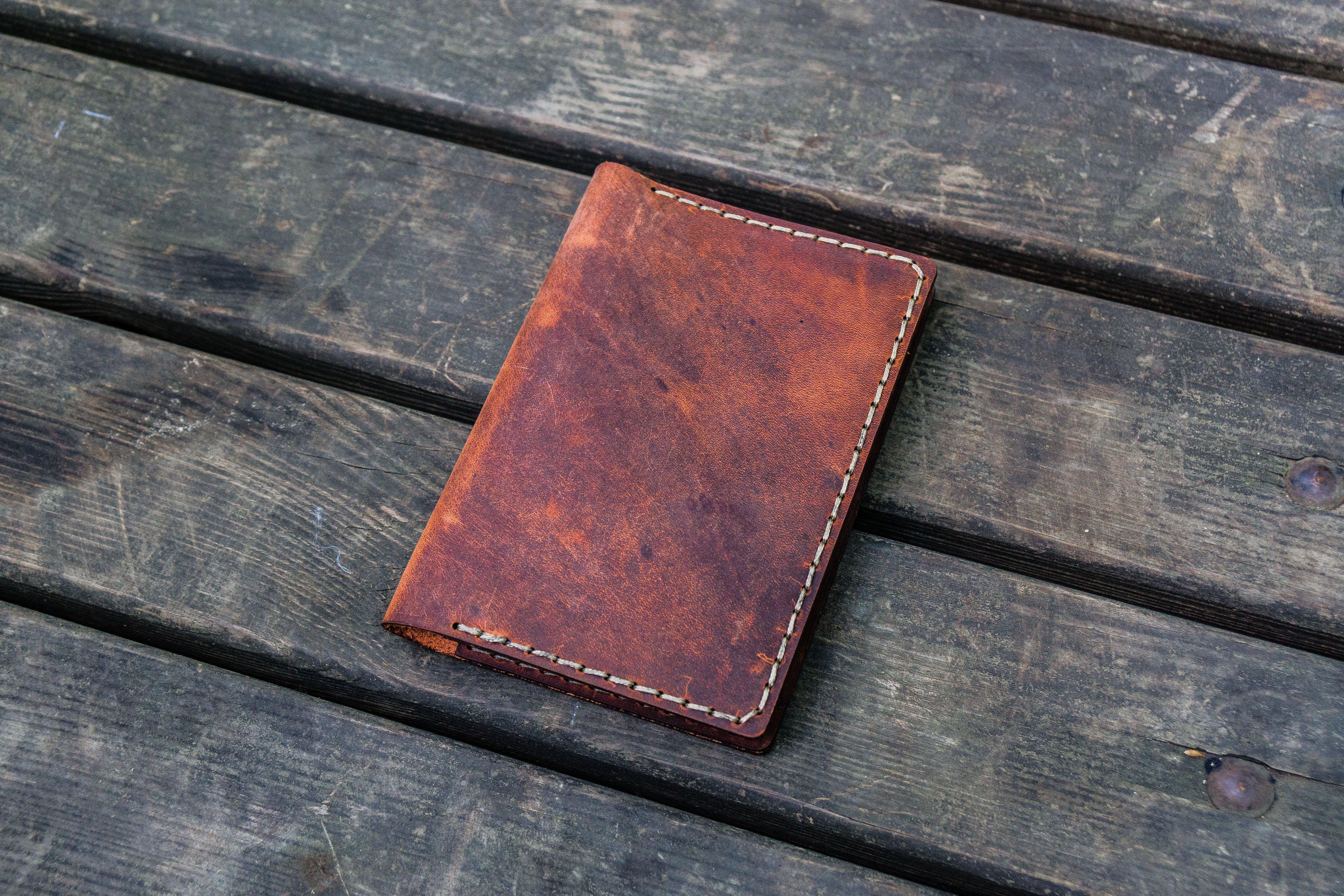 No.33 Personalized Leather Field Notes Cover - Crazy Horse Orange