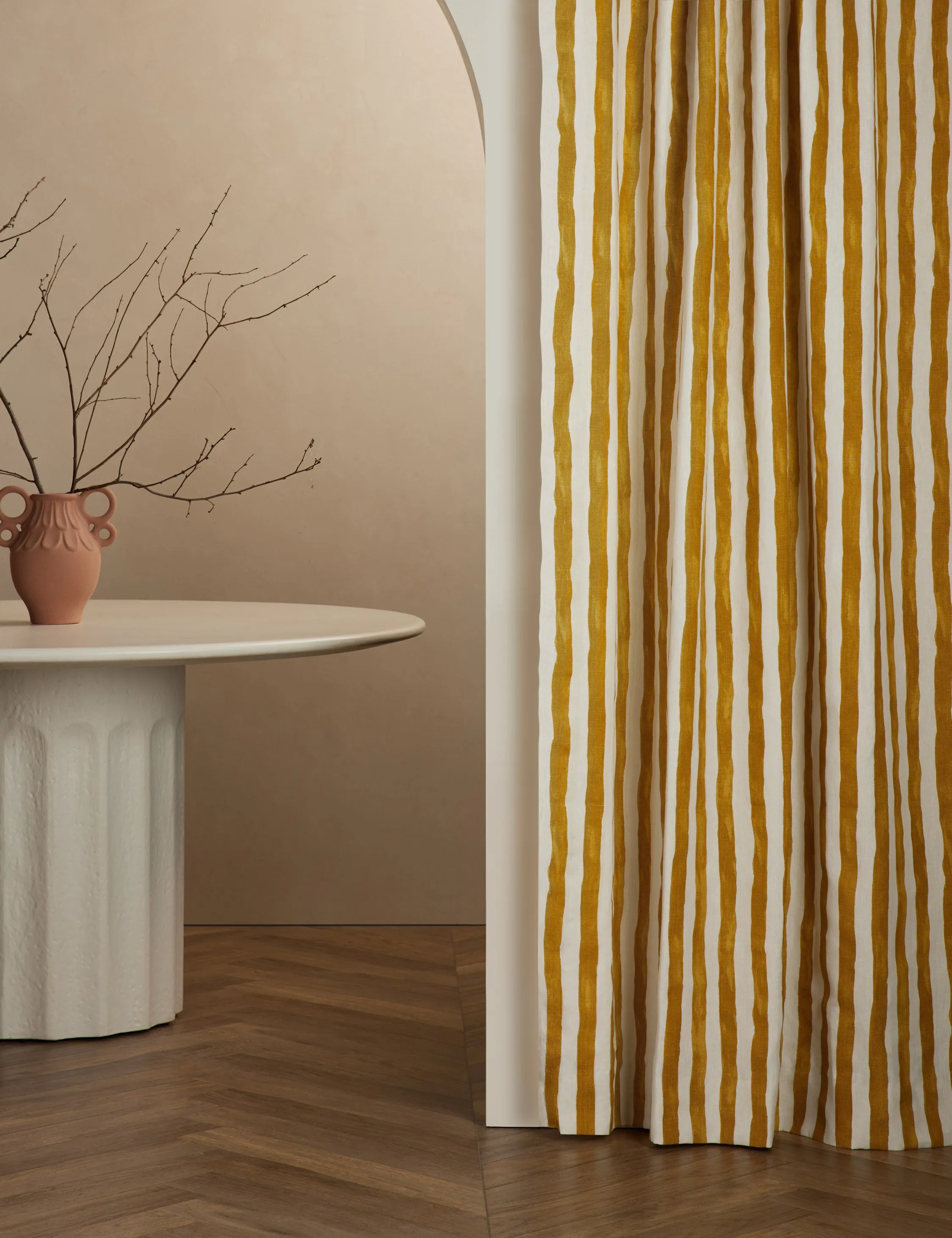 Painterly Stripe Linen Curtain Panel by Sarah Sherman Samuel
