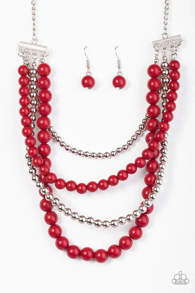 Paparazzi Accessories - A Four-ce To Be Reckoned With #L638 - Red Necklace