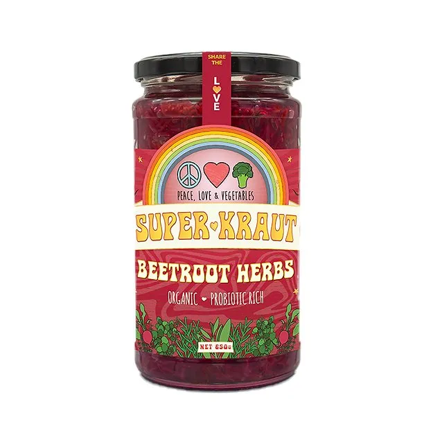 Peace Love and Vegetables Organic Superkraut Beetroot And Herbs