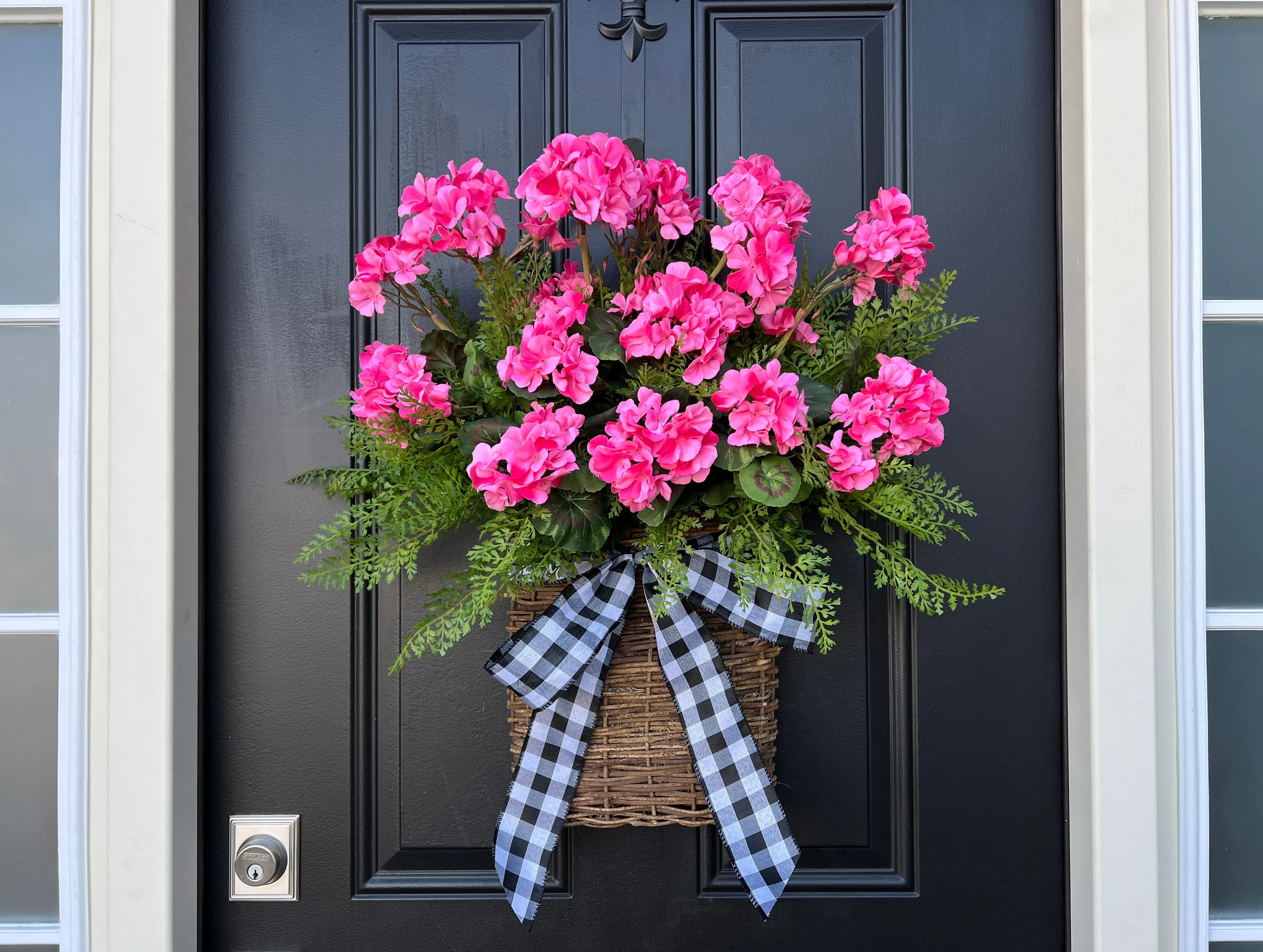 Pink Geranium Basket Wreath