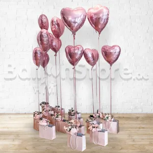 Pinky LOVE Heart Foil and Mixed Flower Arrangement  - Corporate Gifts