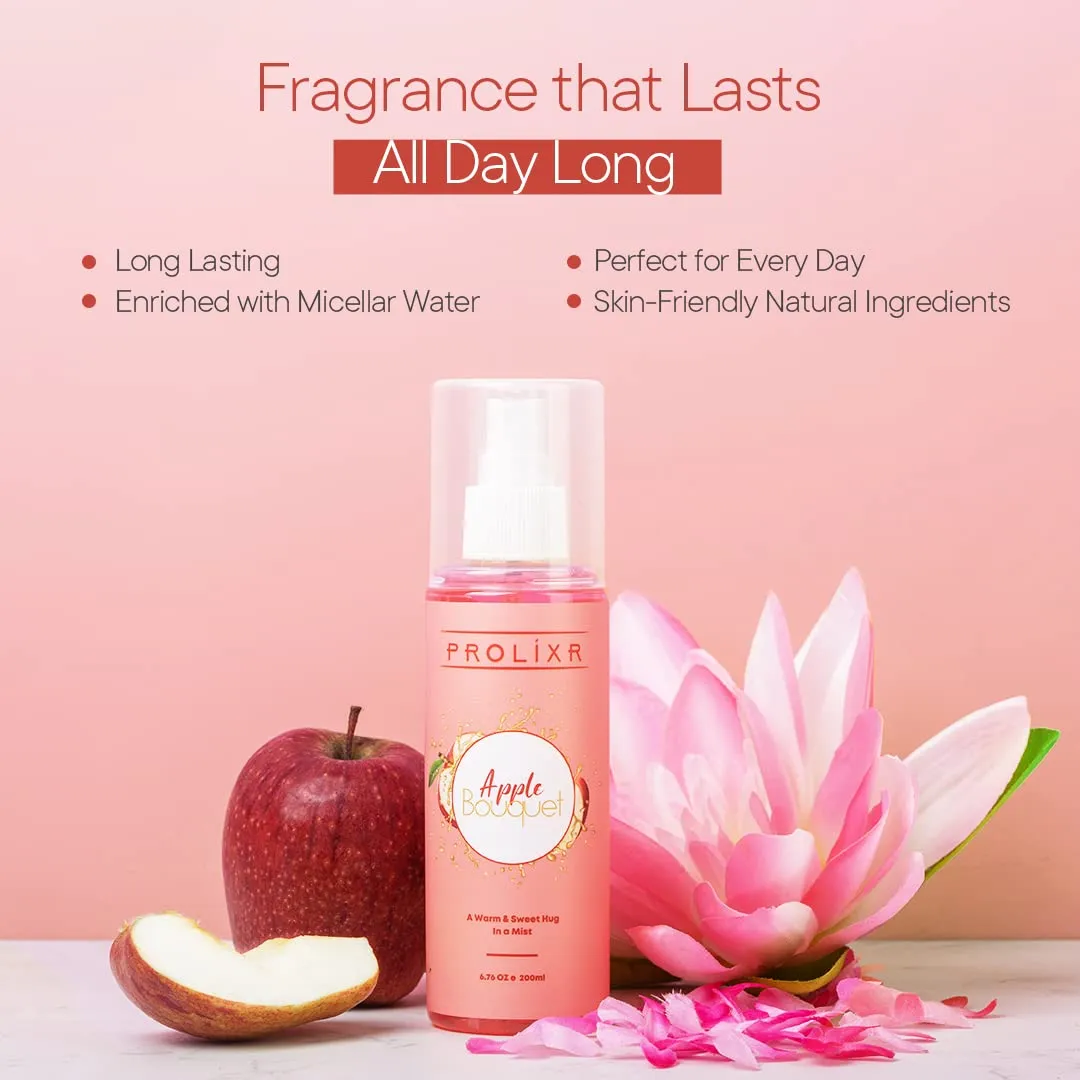 Prolixr Apple Bouquet Body Mist | Body Spray | Long Lasting | Womens Perfume | Fresh Fragrance - Sweet Apple Body Spray - 200 Ml