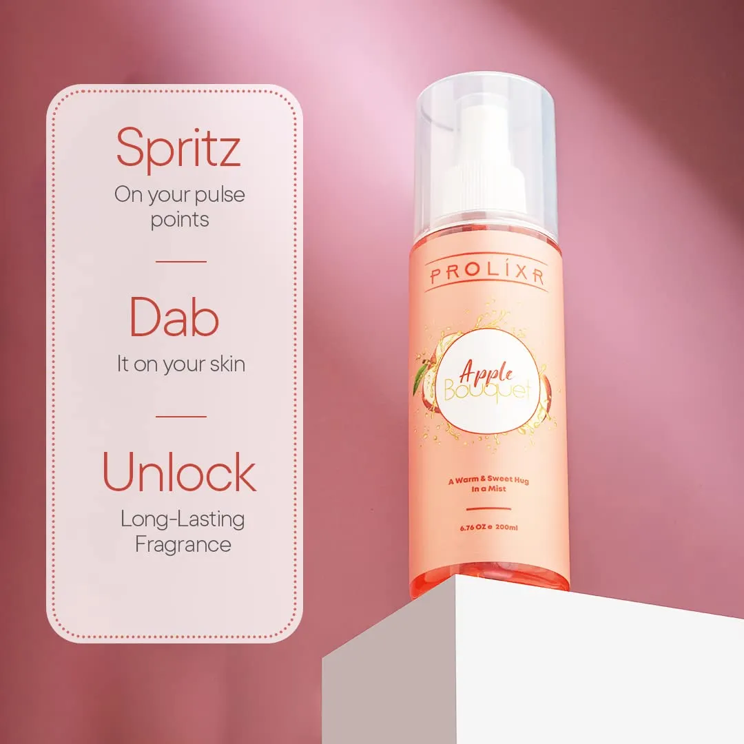 Prolixr Apple Bouquet Body Mist | Body Spray | Long Lasting | Womens Perfume | Fresh Fragrance - Sweet Apple Body Spray - 200 Ml