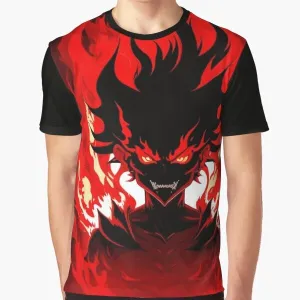 "Fiery Demon Anime Graphic Tee: Infernal Rhythm of Brazilian Phonk"