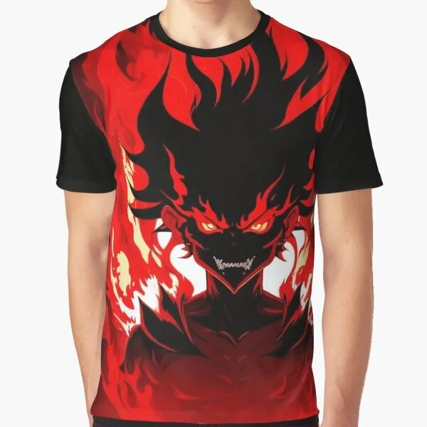 "Fiery Demon Anime Graphic Tee: Infernal Rhythm of Brazilian Phonk"