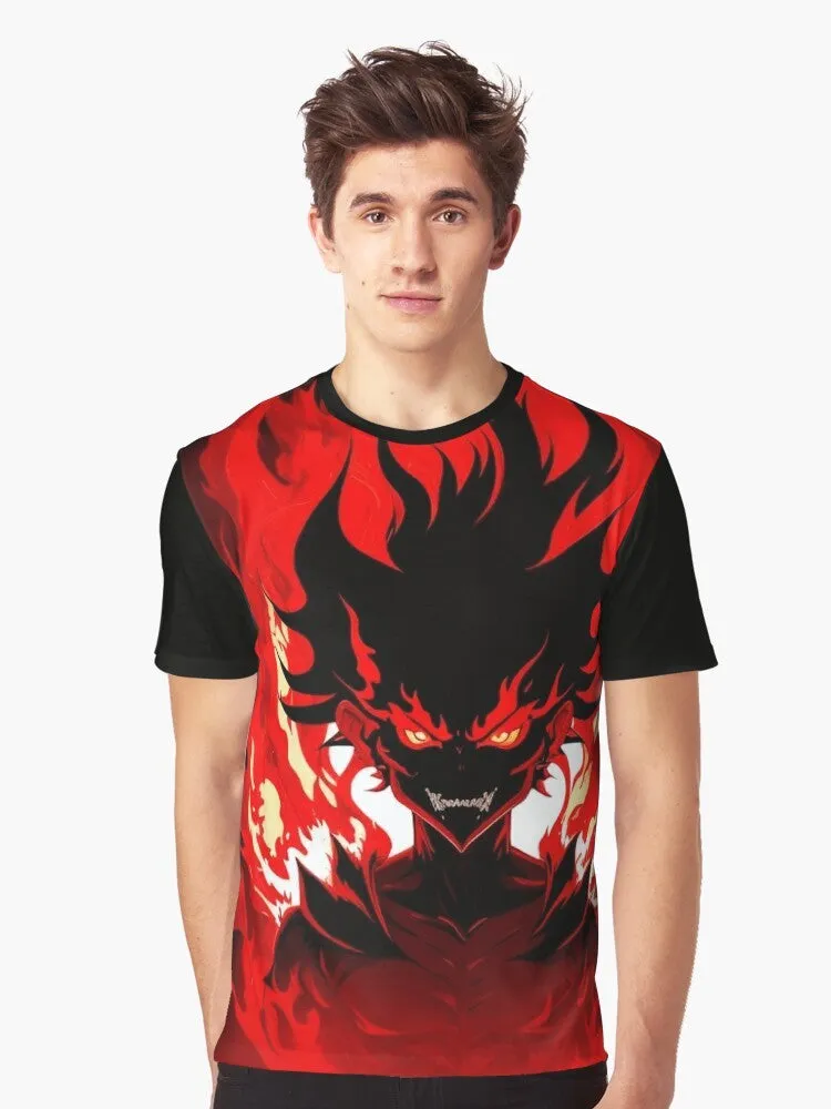 "Fiery Demon Anime Graphic Tee: Infernal Rhythm of Brazilian Phonk"