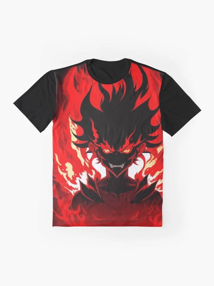 "Fiery Demon Anime Graphic Tee: Infernal Rhythm of Brazilian Phonk"