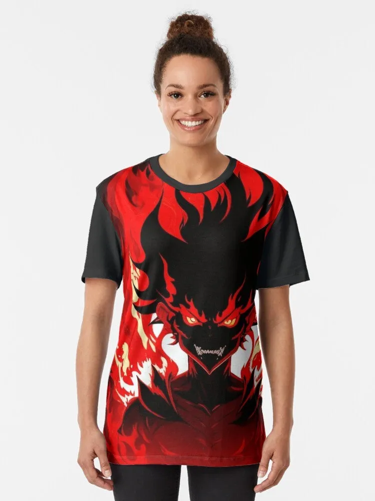 "Fiery Demon Anime Graphic Tee: Infernal Rhythm of Brazilian Phonk"