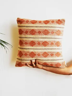 Saanjh Diamond Layout Cushion Cover Natural And Terra