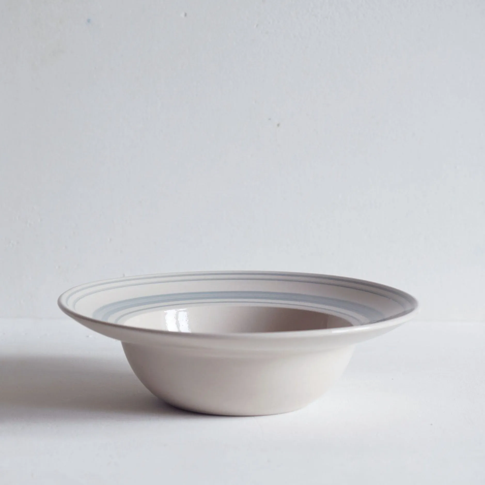 Set of Deep Bowls Duck Egg Linen Stripe- Classical Stoneware